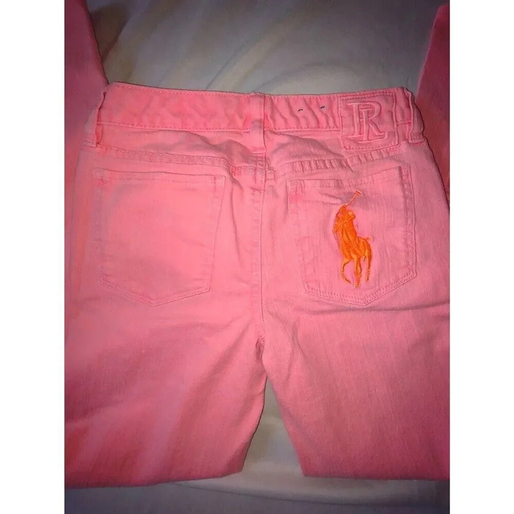 Sz 10 Polo Ralph Lauren Demin Jean Pants BIG Pony Embroidered Slim Fit